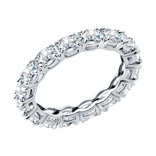 Кольцо Tosya, серебро, 925 проба, фианит, размер 18, белый