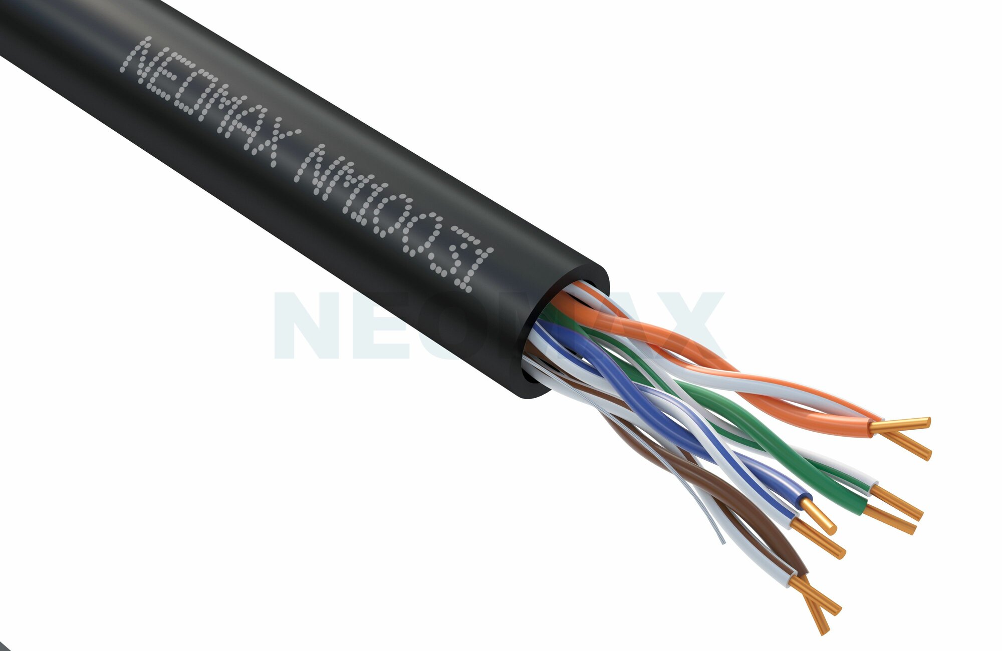 Кабель витая пара NEOMAX NM10031-060М-P U/UTP cat.5е 4 пары (60 м) 0.51 мм (24 AWG) одножильный, чистая медь, внешний PE, черный