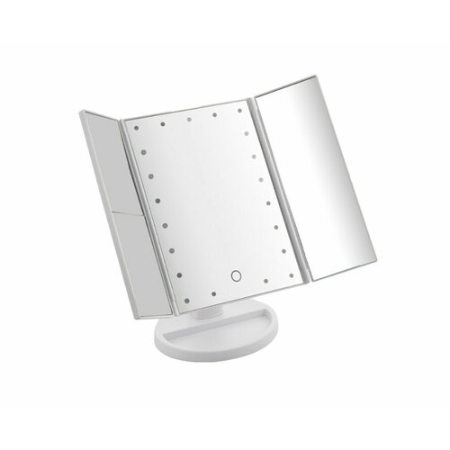 Зеркало косметическое санакс 75271 белый настольное со светодиодной подсветкой раскладное сенсорное зеркало для макияжа настольное санакс c двойным и тройным увеличением с подсветкой сенсорное белое косметическое