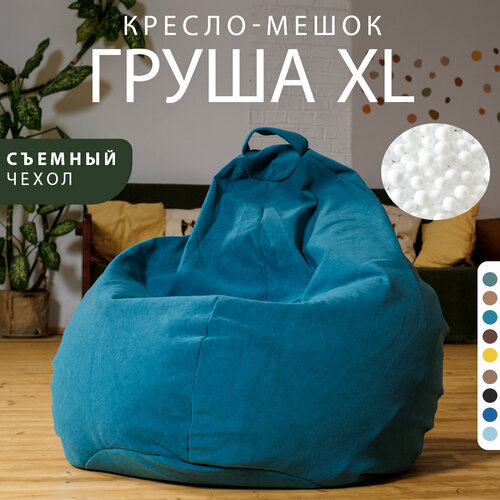 Кресло мешок Груша велюр Bubble Bag XL 60х100 детское Голубой