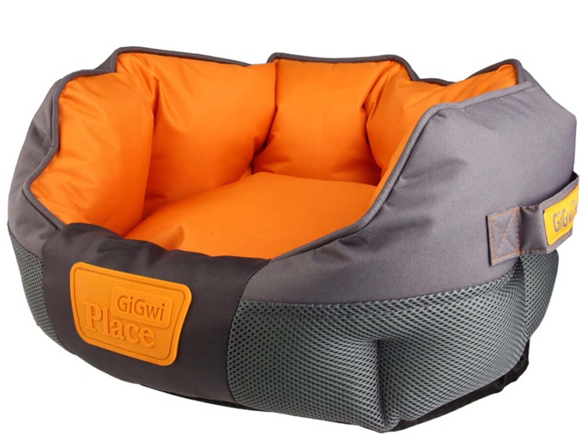 Лежанка для собак Gigwi Place овальная серо-оранжевая M 60 х 48 х 20 см (1 шт)