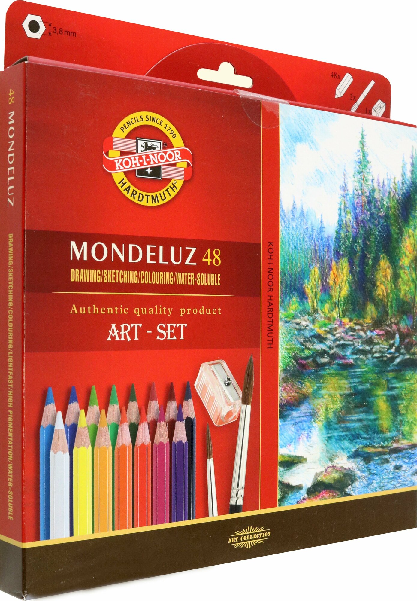 Карандаши акварельные Mondeluz Nature 3713, 48 цветов, с кистью и точилкой