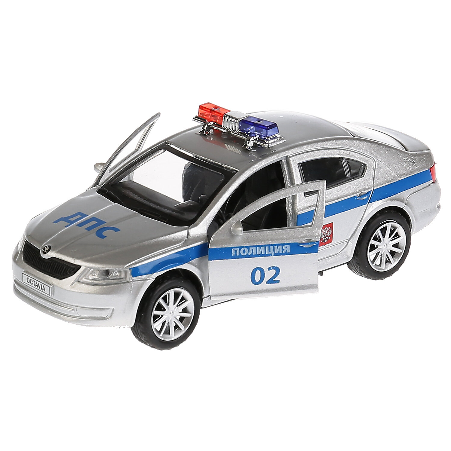 Машинка инерционная для мальчиков SKODA OCTAVIA полиция Технопарк