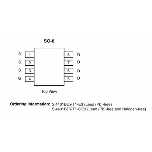 Микросхема Si4401BDY P-Channel MOSFET 40V 10.5A SO-8 10 шт лот маркировка irf7240trpbf sop 8 f7240 mosfet mosft p channel 40v 10 5a 15mohm 73nc рабочая температура 55c 150 c