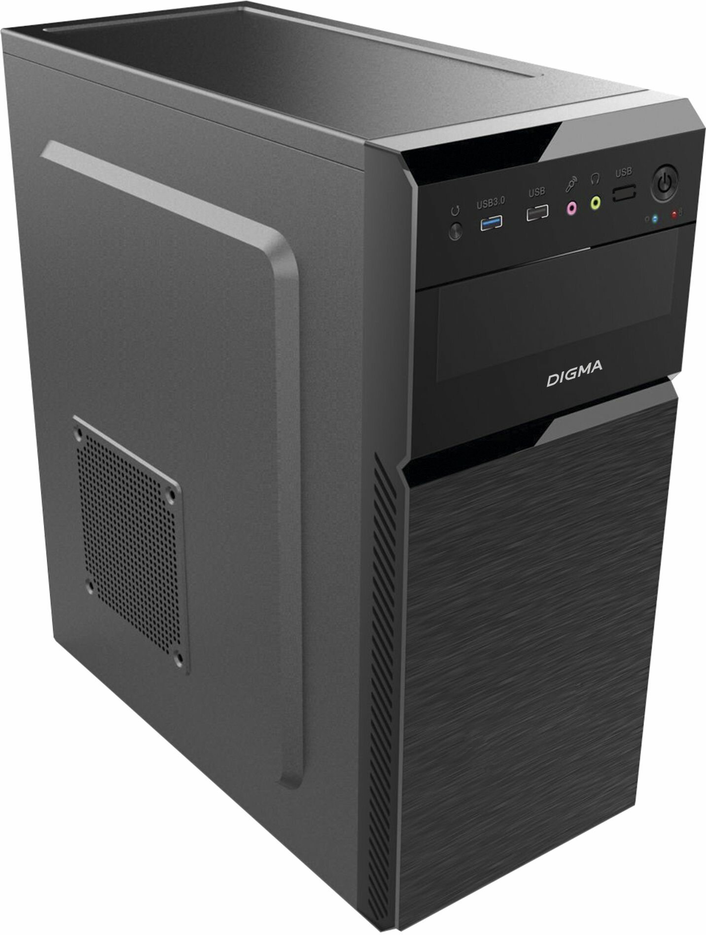 Корпус ATX Digma DC-ATX101-U2, Midi-Tower, без БП, черный
