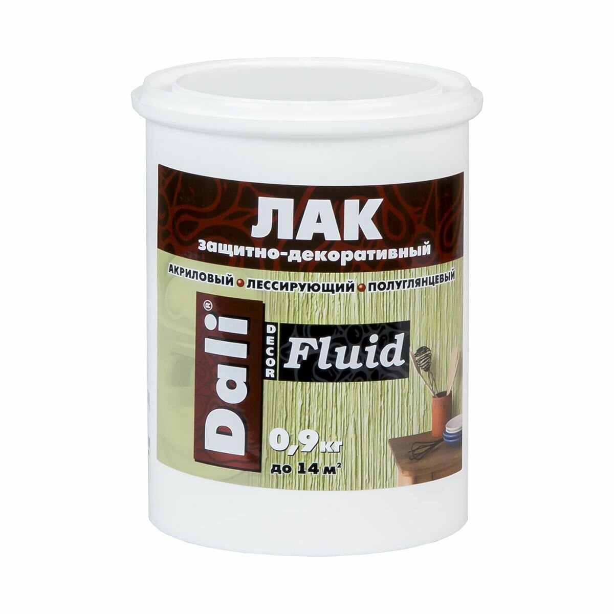 Dali decor fluid лак защитно декоративный акриловый  бесцветный  0 9кг 
