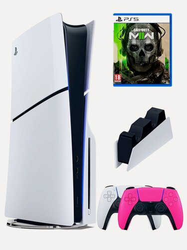 Изображение товара PS5 (ПС5) Игровая приставка Sony PlayStation 5 Slim disk +2-й геймпад(розовый)+ДОК-станция+ ига Call of Duty