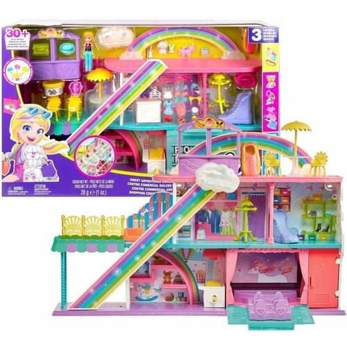 Игровой набор Mattel Barbie Polly Pocket Rainbow Торговый центр Полли Покет с фигурками и аксессуарами HHX78