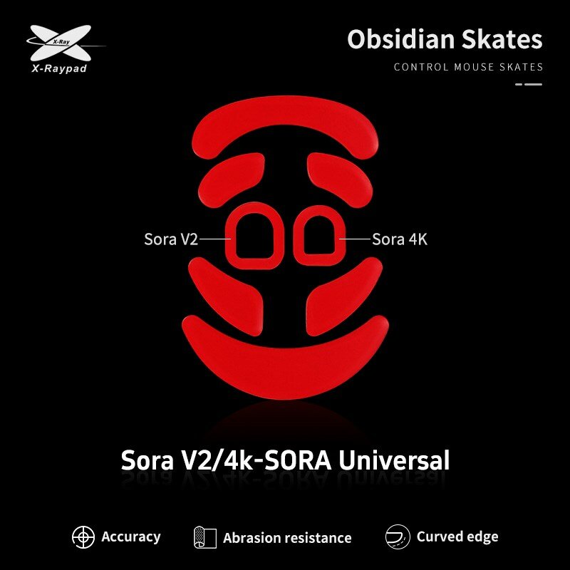Ножки для мыши (глайды) X-raypad Obsidian Control для Ninjutso Sora 4K + Sora V2 (по 1 набору)
