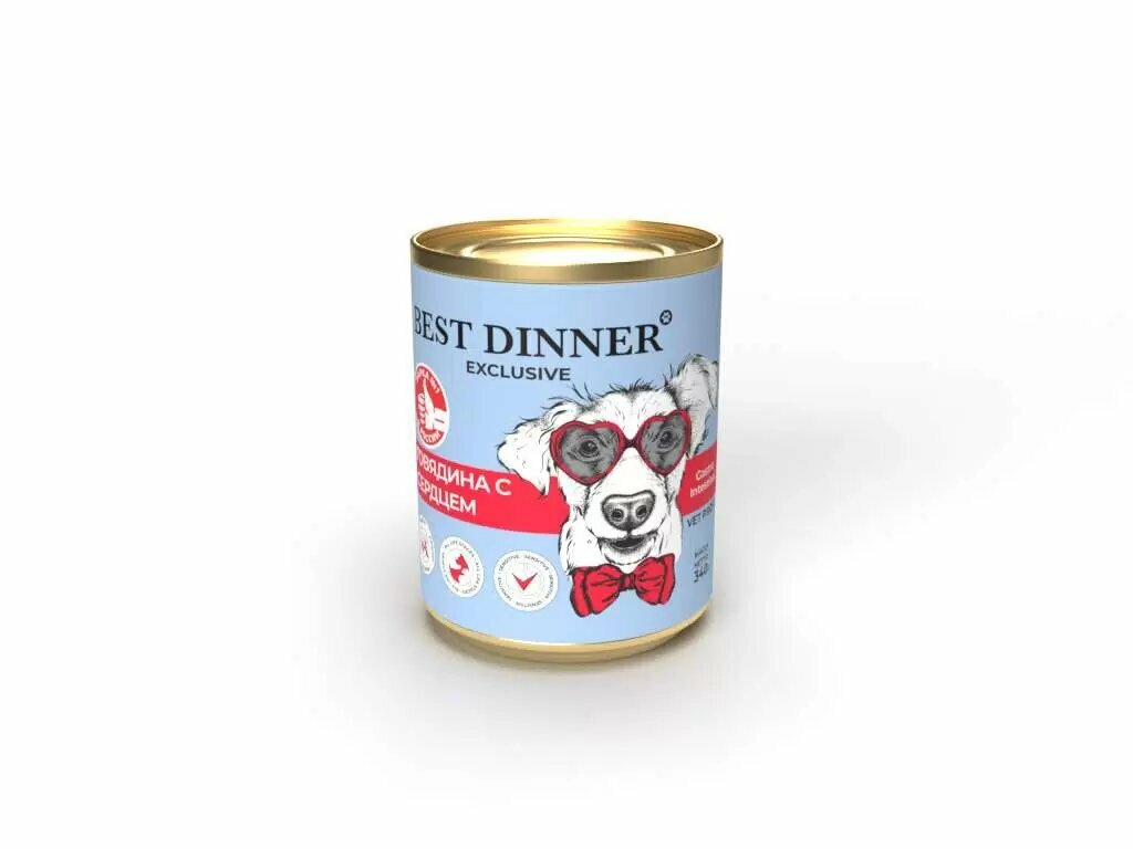Влажный корм для собак (консервы) Best Dinner Exclusive Vet Profi Gastro Intestinal Говядина с сердцем 340 гр * 6 шт