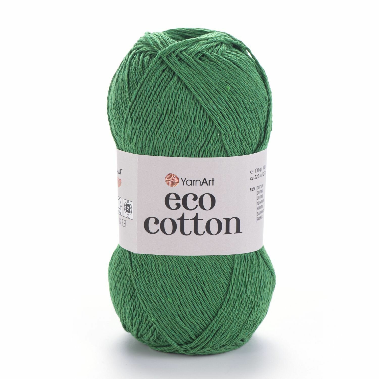Пряжа Eco Cotton (YarnArt), яр. зелень - 767, 85% хлопок 15% полиэстер, 5 мотков, 100 г, 220 м.