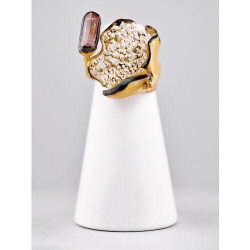 Перстень Братья Глазуновы серебро 925 проба серебрение золочение турмалин размер 17-18 розовыйжелтое золото 21900₽