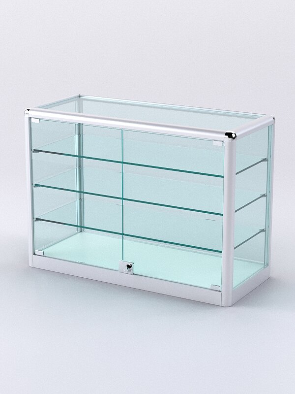 Витрина из профиля настольная "вайб ИКС" №3-3П-С-300 (задняя стенка Cтекло), Белый