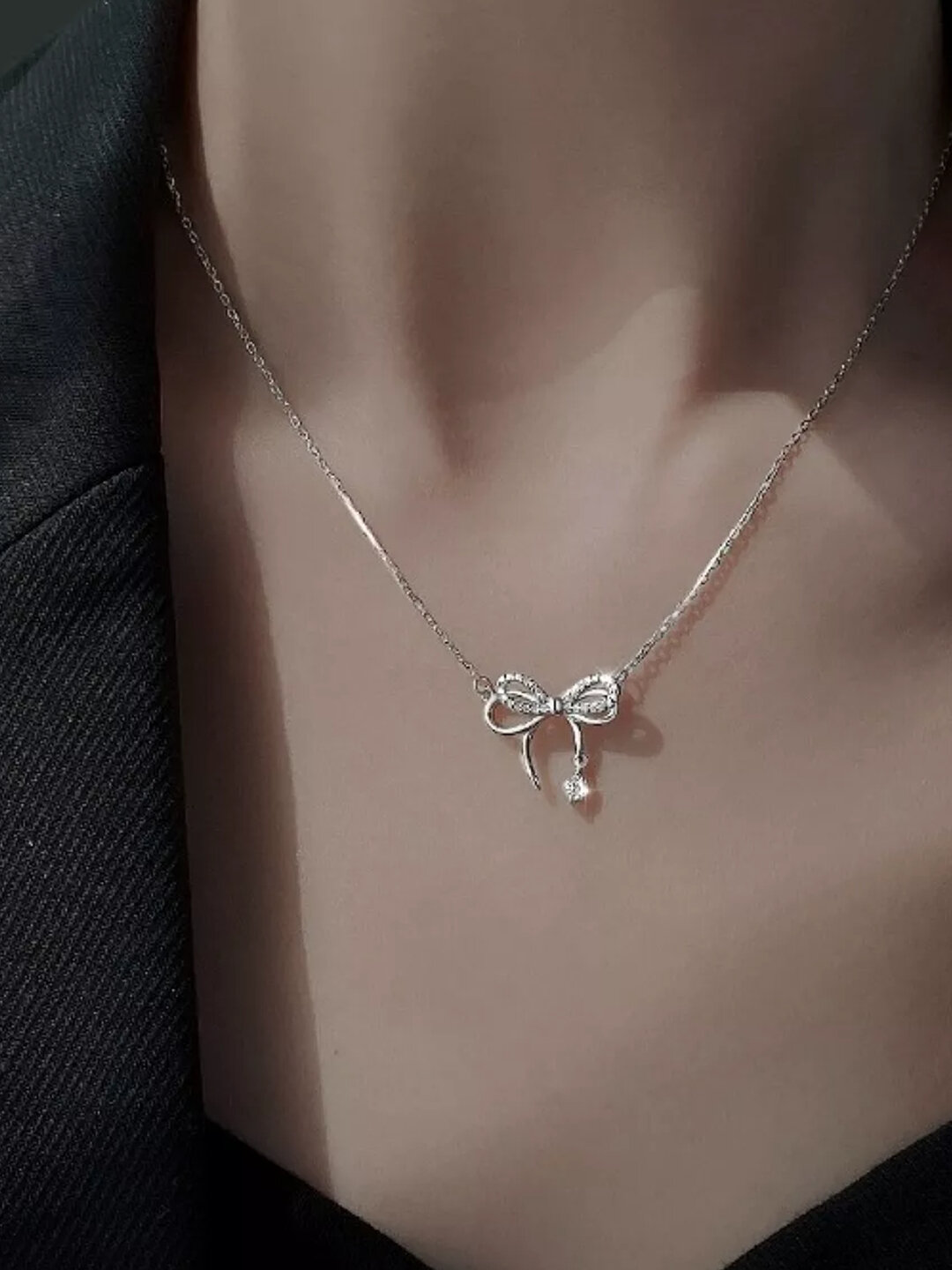 Бусы, длина 16 см, серебряный — фото 1