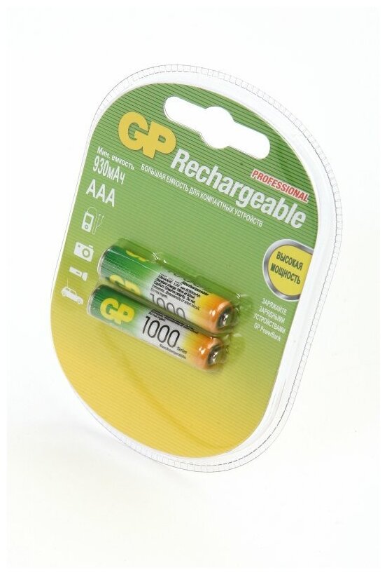 GP Аккумулятор GP Ni-MH AAA 1000mAh BL2, 2шт (100AAAHC-2CR2)