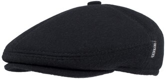 Кепка мужская Denkor шестиклинка классическая 02- milano-56 зимняя, пальтовая ткань, с ушками, черная, размер 56