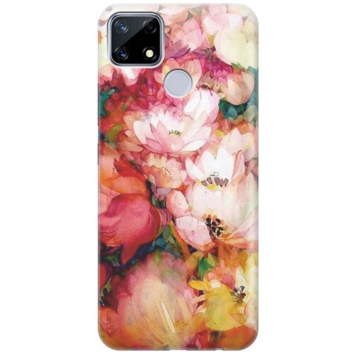 фото Ультратонкий силиконовый чехол-накладка для realme 7i с принтом "яркие цветы" gosso
