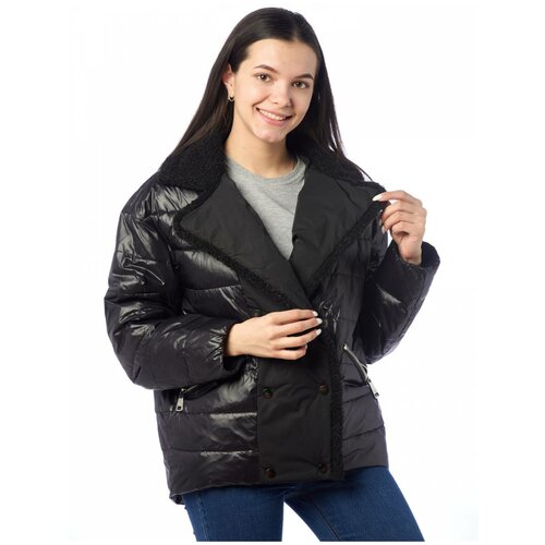 Куртка EVACANA, размер 52, черный куртка рубашка демисезонная укороченная оверсайз ветрозащитная без карманов размер 46 черный