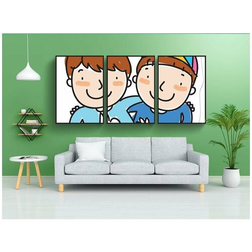 фото Набор модулных постеров для интерьера "друг, дружба, люди" 60x90 см. в тубусе, без рамки lotsprints