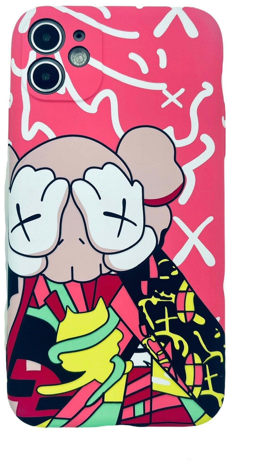 Чехол накладка Luxo Kaws Girl для iPhone 11 светится в темноте с защитой камер и софт тач покрытием