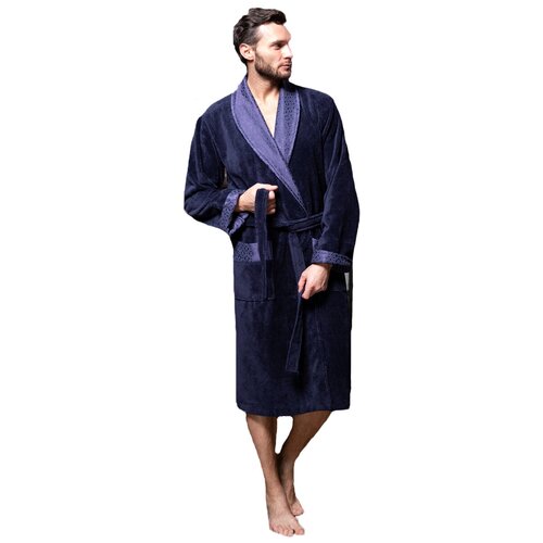фото Халат мужской велюровый christopher, воротник шалька (джинс) (3xl) polens