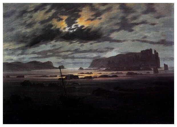 Репродукция на холсте Северное море в лунном свете (Nordic sea in the moonlight) Фридрих Каспар Давид 43см. x 30см.