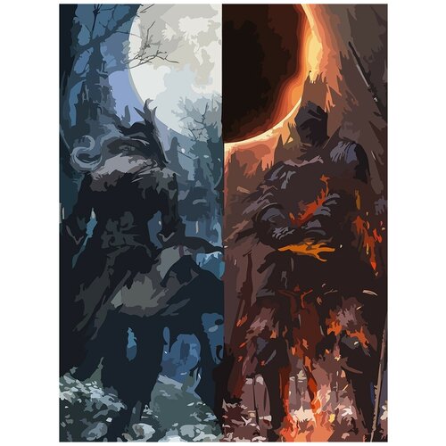 Картина по номерам на холсте игра Bloodborne и Dark souls - 6545 В 30x40