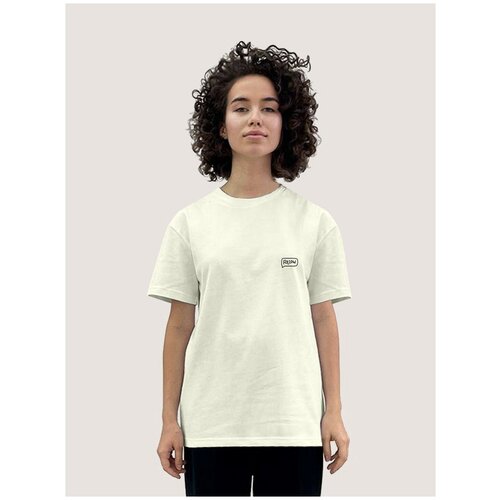 фото Футболка женская молочный оттенок minimal trend облачко диалог комикс follow подписаться - 1079 ttp будь на стиле