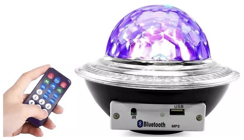 Светодиодный светильник проектор НЛО/ Беспроводной диско-шар /Bluetooth колонка со встроенным MP3 плеером UFO - фотография № 4