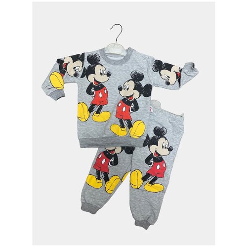 Костюм детский с Микки Маусом, р-р 74, серый