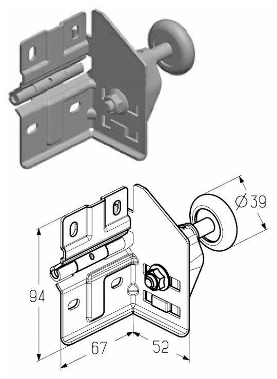 ALUTECH Кронштейн роликовый боковой левый RBT-200L 401221000