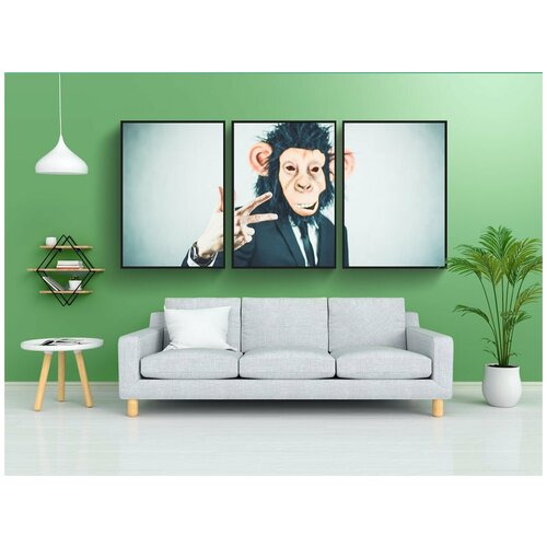 фото Набор модулных постеров для интерьера "обезьяна, приложение, подготовка" 60x90 см. в тубусе, без рамки lotsprints