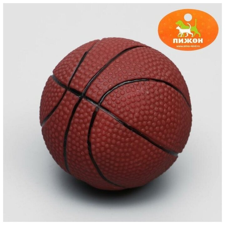 Игрушка пищащая "Мяч Баскетбол", диаметр 7,5 см, тёмно-коричневая 157439