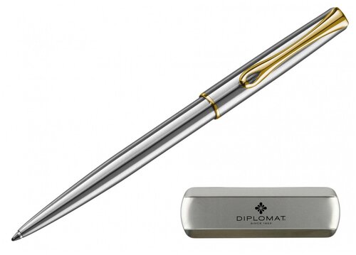 Ручка шариковая Diplomat Traveller stainless steel gold, синий (D10061109)