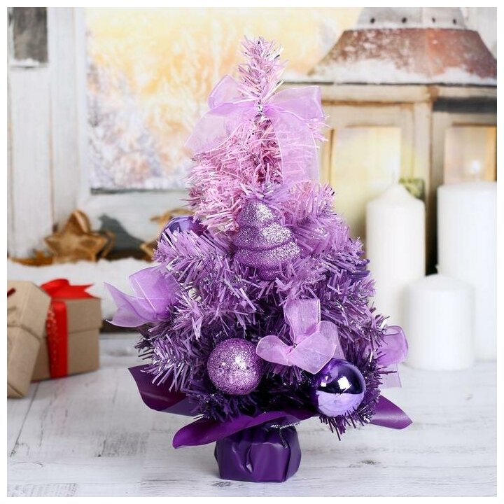 Декоративная елка Зимнее волшебство фиолетовый 30 см, двойная (542621)