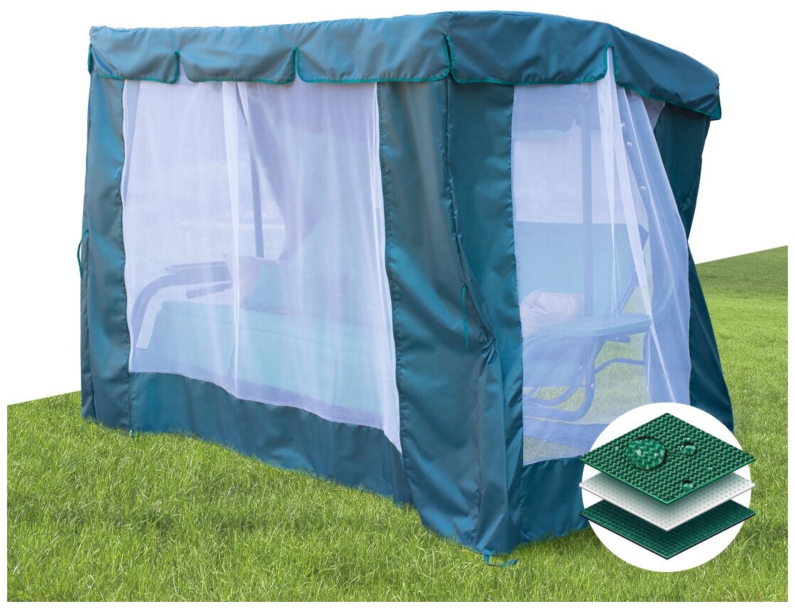 Тент-шатер Fler для качелей Варадеро (219х131х170 см) зеленый - фотография № 1