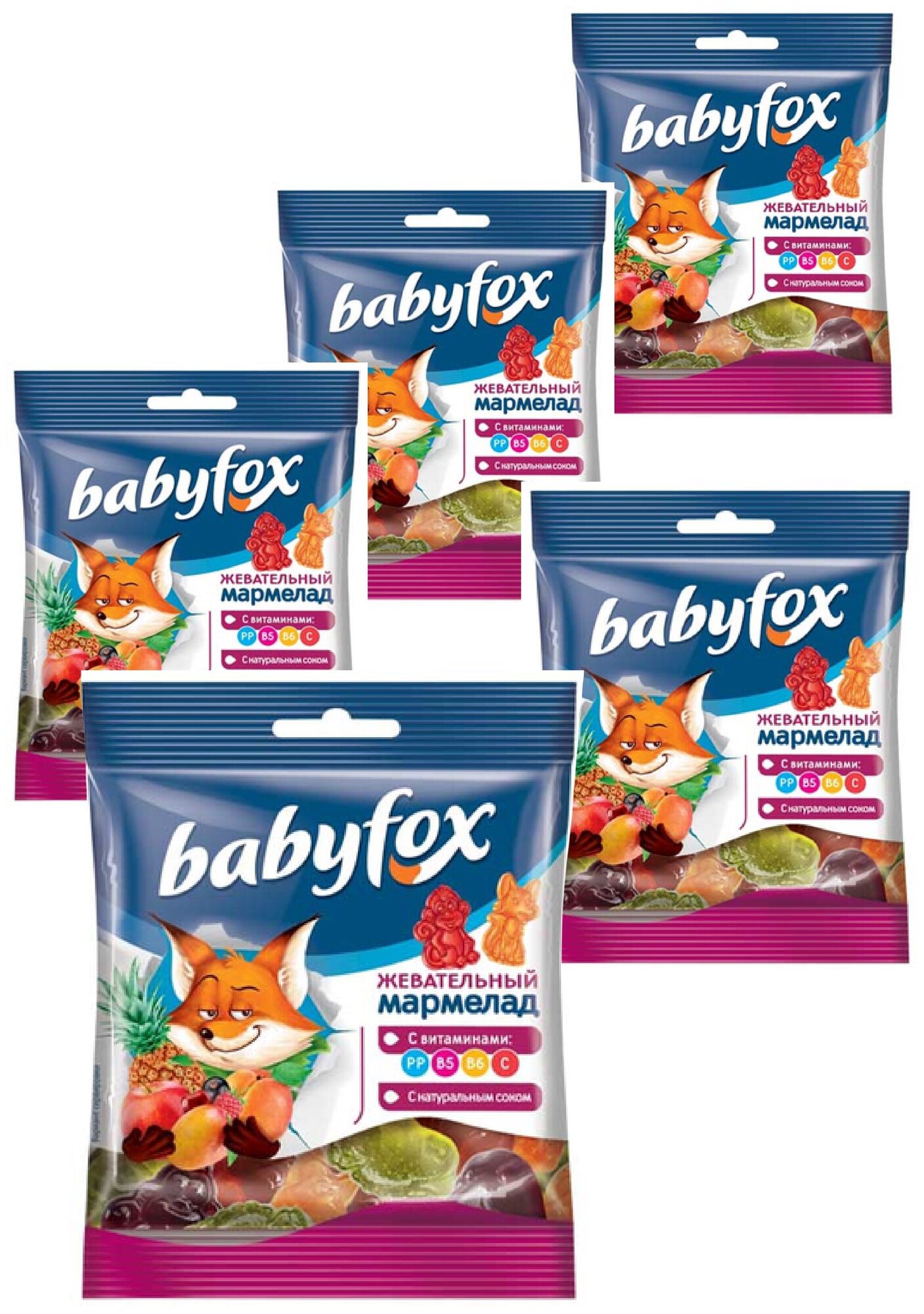 «BabyFox», мармелад жевательный с соком ягод и фруктов, 30 г 12 пачек