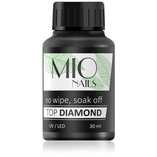 MIO Nails Верхнее покрытие Top Diamond No Wipe (No UVF), бесцветный, 30 мл, 30 г
