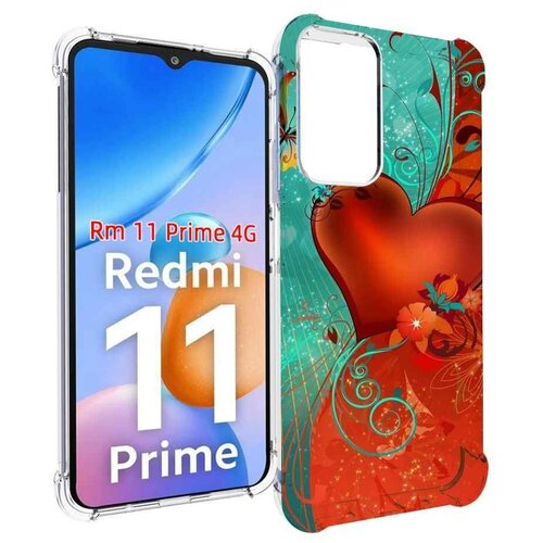 Чехол MyPads красивые-яркие-сердечки для Xiaomi Redmi 11 Prime 4G задняя-панель-накладка-бампер