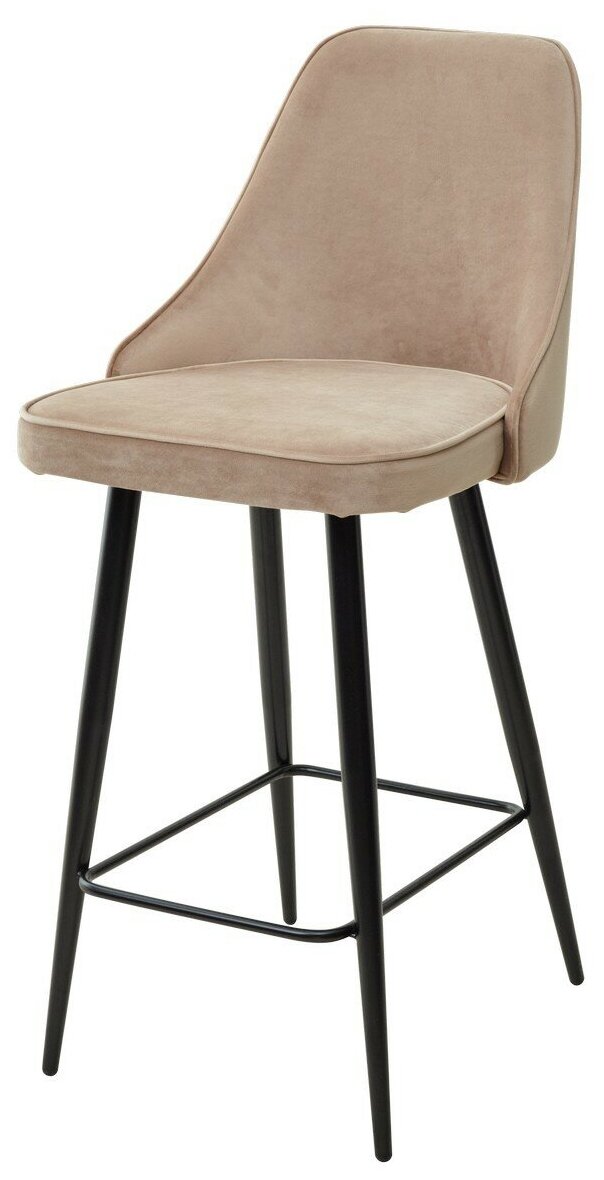 Полубарный стул для кухни NEPAL-PB бежевый #5, велюр/ черный каркас (H=68cm) m-sity (м-сити)