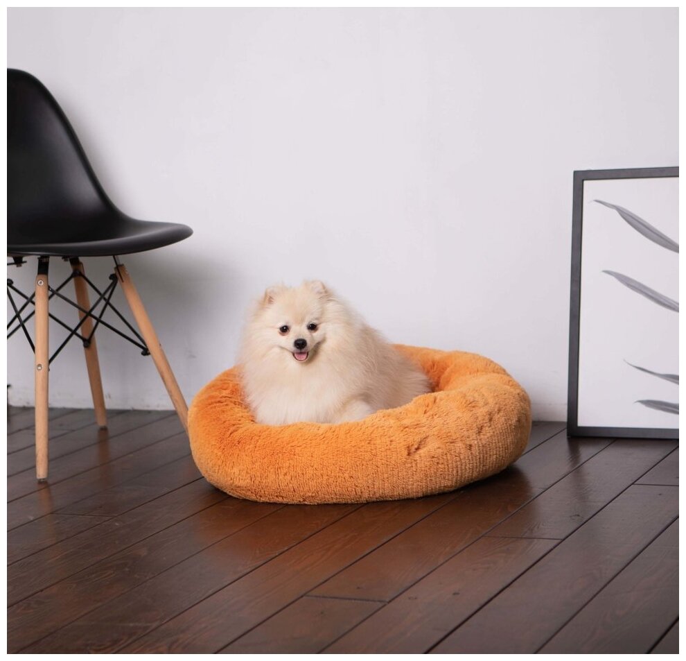 Лион Лежанка "пончик" диаметр 40 см оранжевый - фотография № 5