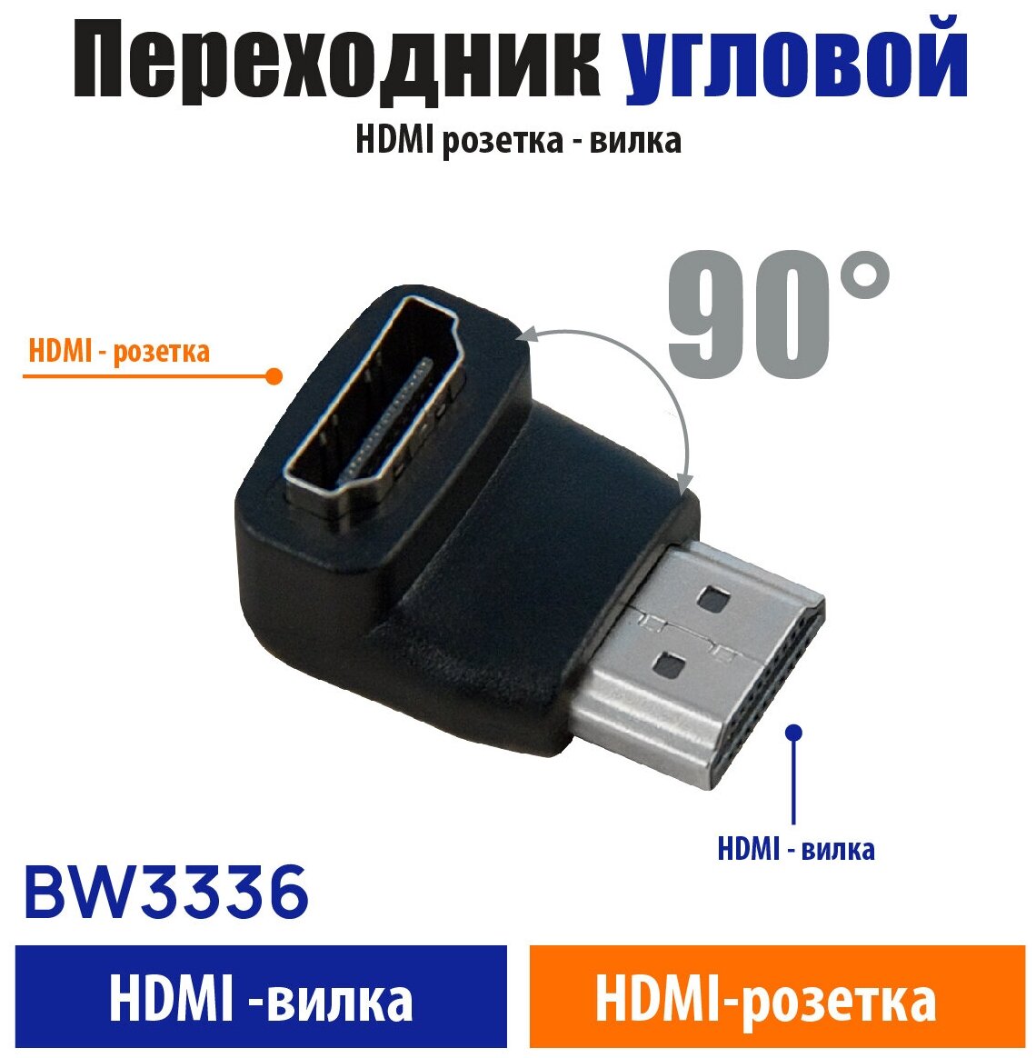 Адаптер (переходник) угловой 270 градусов HDMI вилка / HDMI розетка/ Belsis