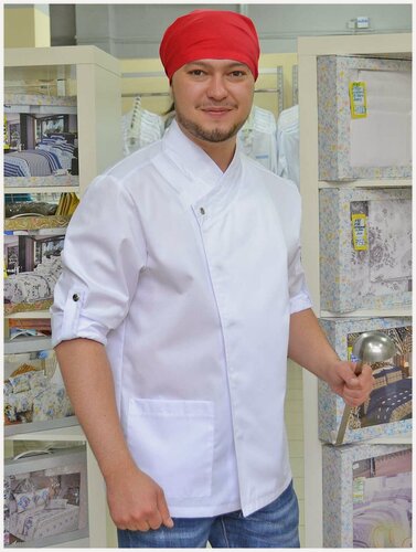 Изображение товара Куртка поварская мужская, производитель Фабрика швейных изделий №3, модель М-11, размер 46, ткань сатори, цвет белый