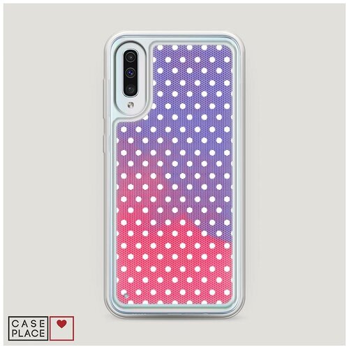 фото Чехол неоновый жидкий samsung galaxy a50 сетка в горох белая case place