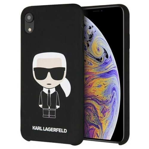 фото Чехол cg mobile karl lagerfeld liquid silicone iconic karl hard для iphone xr, цвет черный (klhci61slfkbk)