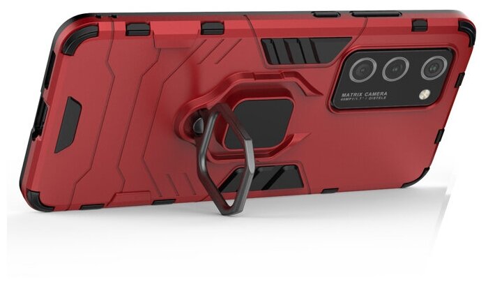 Противоударный чехол с кольцом Panther Case для Huawei P40 Pro красный