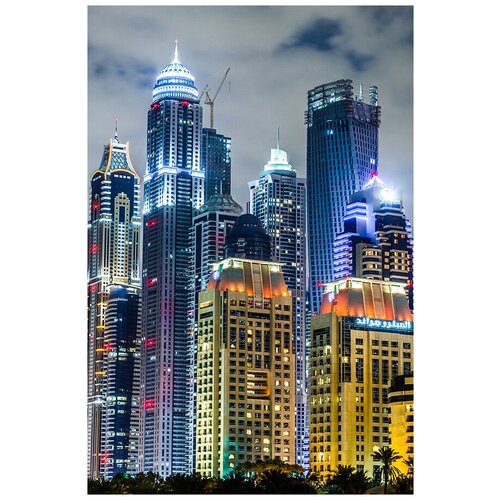 Фотообои Уютная стена Современные небоскребы Дубай 180х270 см Виниловые Бесшовные (единым полотном) фотообои уютная стена башня бурдж халифа самое высокое здание в мире дубай 180х270 см виниловые бесшовные единым полотном