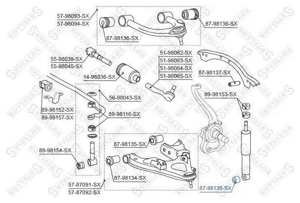 STELLOX 8798138SX 87-98138-SX_сайлентблок амортизатора нижн.\Toyota Land Cruiser UZJ100/HDJ100 98