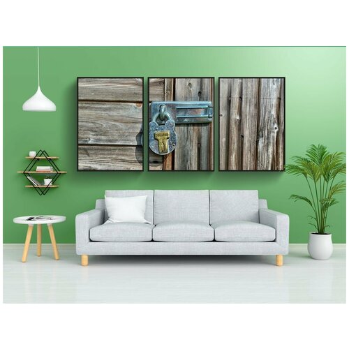 фото Набор модулных постеров для интерьера "садовый сарай, защелка, замок" 60x90 см. в тубусе, без рамки lotsprints