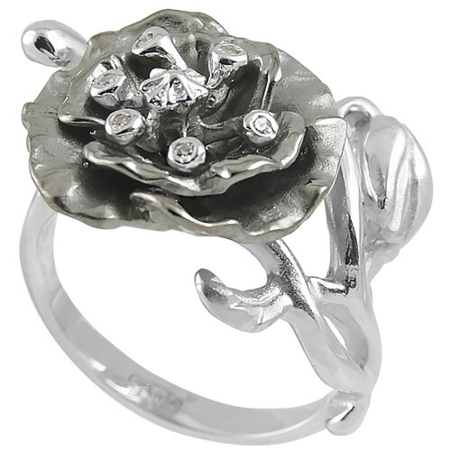 Кольцо Альдзена Маки, серебро, 925 проба, родирование, фианит, размер 17, серебряный